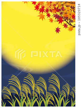 秋　お月見　紅葉　背景 105320714