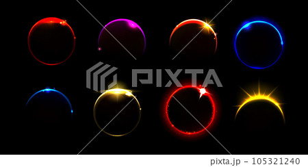 Solar planet eclipse light, sunrise flare effect 105321240