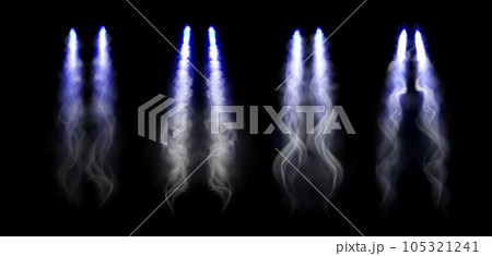 Realistic airplane condensation trails set 105321241