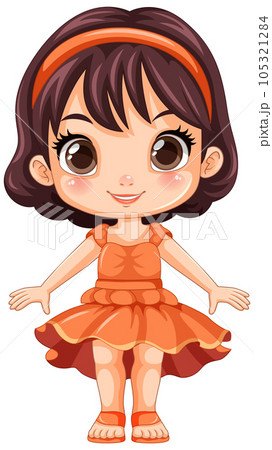 Adorable Girl in Cute Dress Vector Adorable Girl in Cute Dress Vector 105321284