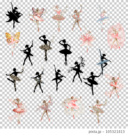 Watercolor dancing ballerina in red dress with butterflies and black lines. Hand drawn classic ballet performance, pose. Young pretty ballerina women illustration. Can be used for postcard and poster. Watercolor dancing ballerina in red dress with butterflies and black lines. Hand drawn classic ballet performance, pose. Young pretty ballerina women illustration. Can be used for postcard and poster. 105321813