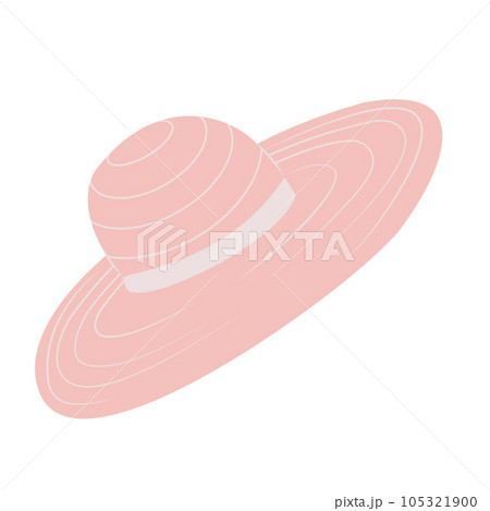 Pink trendy hat in flat style, barbiecore aesthetic. Vector sketch illustration isolated on white background. Cute design elements. Pink trendy hat in flat style, barbiecore aesthetic. Vector sketch illustration isolated on white background. Cute design elements. 105321900
