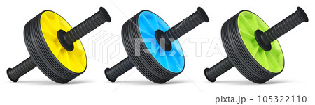 Set of AB rollers for abdominal muscles isolated on white background. Set of AB rollers for abdominal muscles isolated on white background. 105322110