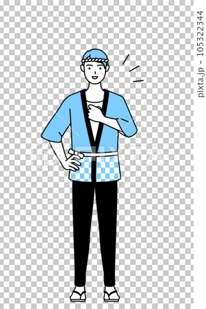 穿著法衣參加夏日祭的男人，撞到了胸口 105322344