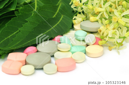 Pills made from medicinal neem flower and leaves Pills made from medicinal neem flower and leaves 105323146
