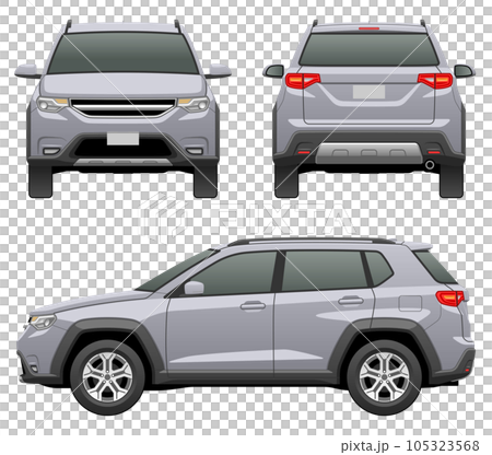 Illustration of a car seen from 3 directions (M size SUV) Illustration of a car seen from 3 directions (M size SUV) 105323568
