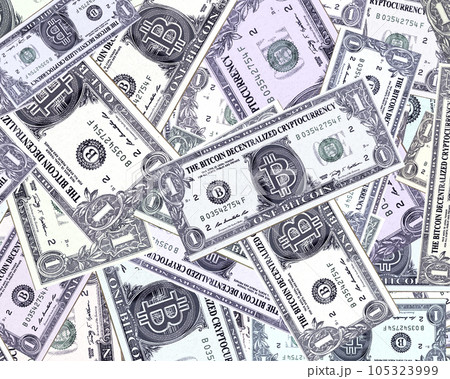 Bitcoin banknotes pattern : Transformation in Digital Finance. 105323999