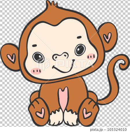 Baby happy innocence Monkey Cartoon Animal. Cheerful and Cute Wildlife Character 105324010