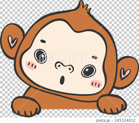 Baby happy innocence Monkey Cartoon Animal. Cheerful and Cute Wildlife Character 105324012