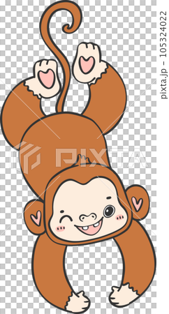 Baby happy innocence Monkey Cartoon Animal. Cheerful and Cute Wildlife Character 105324022