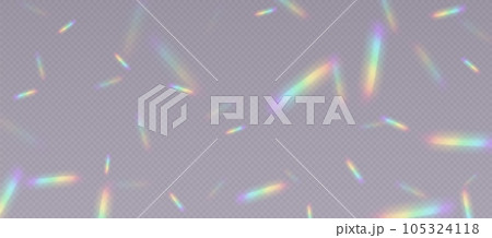 Rainbow refraction overlay, prism light effect, leak flare. 105324118