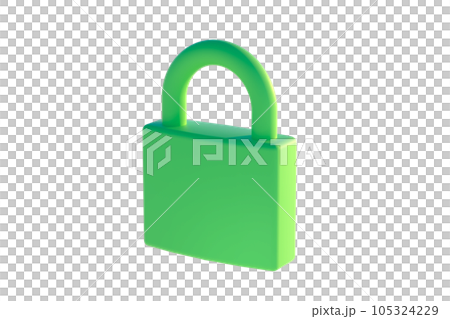green padlock closed on isolated background 105324229