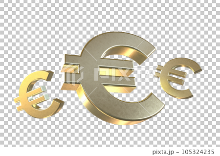 3D illustration. Three golden euro money... - Stock Illustration ...