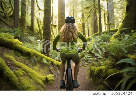 Forest Landscape Cycling Exploration. Generative Ai. Forest Landscape Cycling Exploration. Generative Ai. 105324424