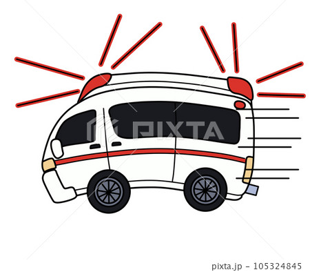 サイレンを鳴らす救急車 105324845