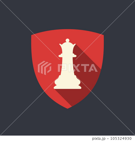 Chess emblem. Shield with chess queen vector illustration. Chess emblem. Shield with chess queen vector illustration. 105324930