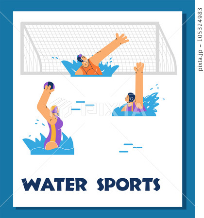 Water sports banner or championship poster template flat vector illustration. 105324983