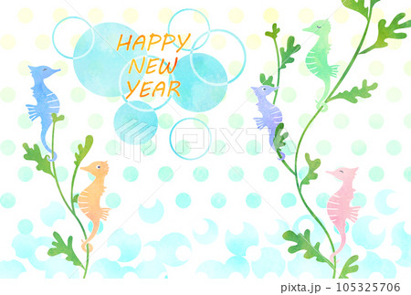 辰年年賀状 タツノオトシゴ 賀詞あり 辰年年賀状 タツノオトシゴ 賀詞あり 105325706