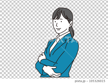 A woman in a suit who smiles and folds her arms 105326015