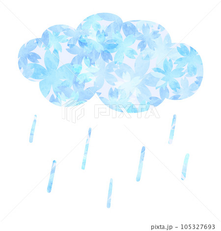 水彩の手描きの吹き出し　雲　青 105327693