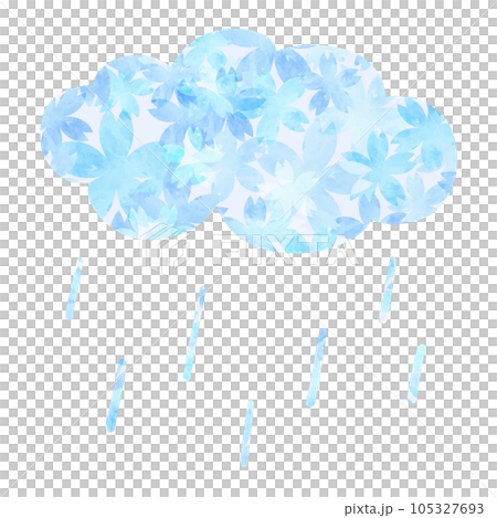 水彩の手描きの吹き出し　雲　青 105327693