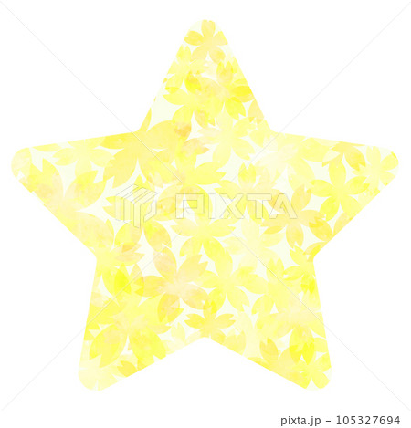 イラスト素材　角丸の星　水彩　イエロー 105327694