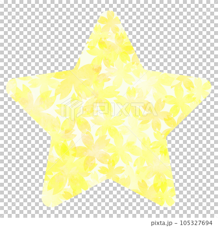 イラスト素材　角丸の星　水彩　イエロー 105327694