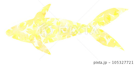 イラスト素材　魚　水彩　黄色 105327721