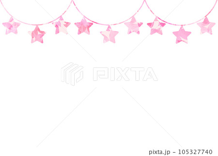 イラスト素材　星飾り　水彩　ピンク 105327740
