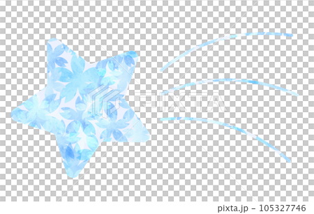 Illustration material shooting star watercolor blue 105327746