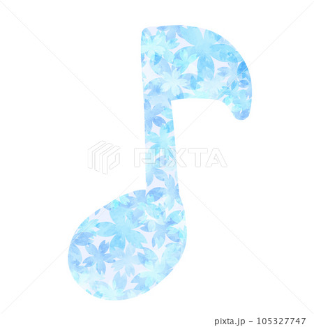 イラスト素材　音符　水彩　青 105327747