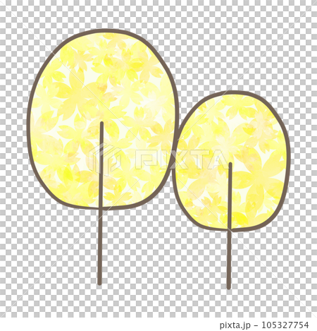 插畫素材樹手繪水彩黃色 105327754