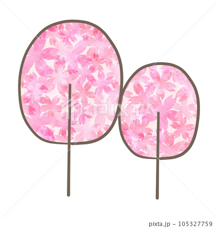 イラスト素材 木 手描き 水彩 ピンク イラスト素材 木 手描き 水彩 ピンク 105327759