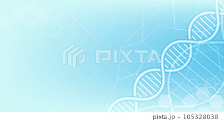 Abstract DNA structure biotechnology design concept with hexagonal texture in blue background. Abstract DNA structure biotechnology design concept with hexagonal texture in blue background. 105328038