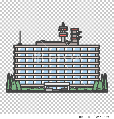公務員の働く、官公庁・国土交通省・航空局の建物のイラスト 105328261