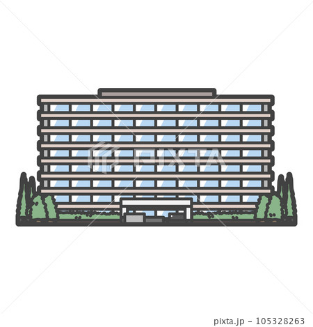 公務員の働く、官公庁・市役所・行政施設の建物のイラスト 105328263