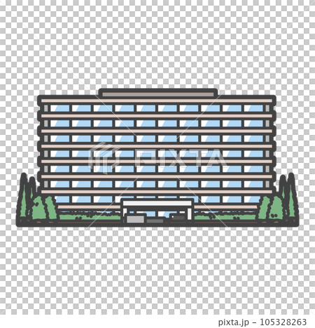 公務員の働く、官公庁・市役所・行政施設の建物のイラスト 105328263