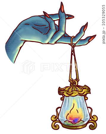 Demons hand with lantern  105329055