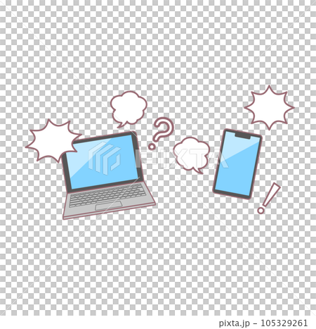 パソコンやスマホに関するトラブル イラスト パソコンやスマホに関するトラブル イラスト 105329261