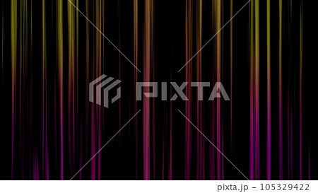 Abstract multicolored lines fall down on a black background. 3d gradient render. Motion design multicolored rain. Yellow lines, pink lines, red lines. 105329422