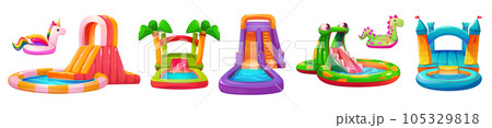 Aquapark water slide vector icon illustration 105329818