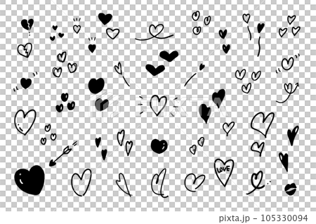 Heart illustration set line drawing 105330094