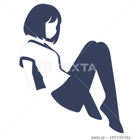 寄りかかる女性のシルエットのイラスト素材 [105330382] - PIXTA