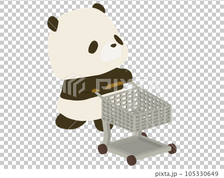 panda pushing a cart panda pushing a cart 105330649