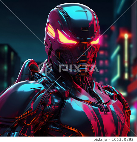 Brutal Cyborg Character in Cyberpunk Style Brutal Cyborg Character in Cyberpunk Style 105330892