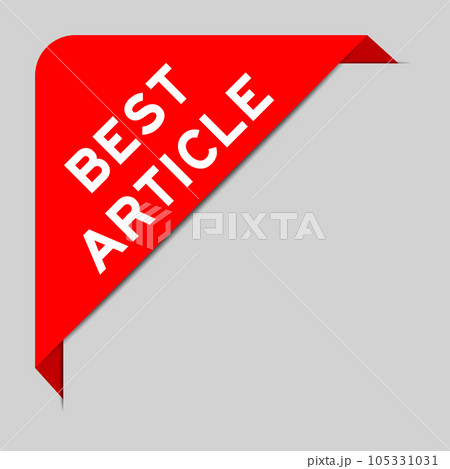 Red color of corner label banner with word best article on gray background 105331031
