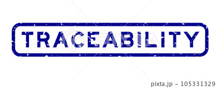 Grunge blue traceability word rubber seal stamp on white background 105331329