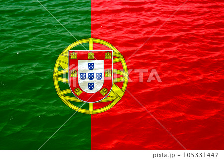 Flag of Portugal. Portugal flag blowing in the wind. Background texture. Lisbon 105331447