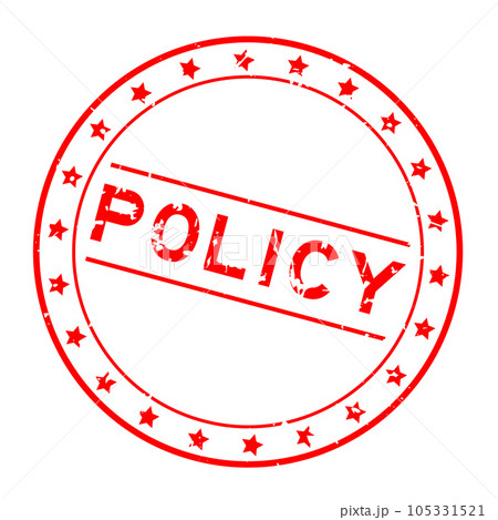 Grunge red policy word round rubber seal stamp on white background Grunge red policy word round rubber seal stamp on white background 105331521