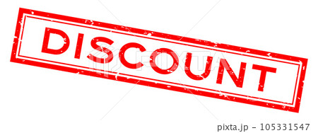 Grunge red discount word square rubber stamp in white background 105331547